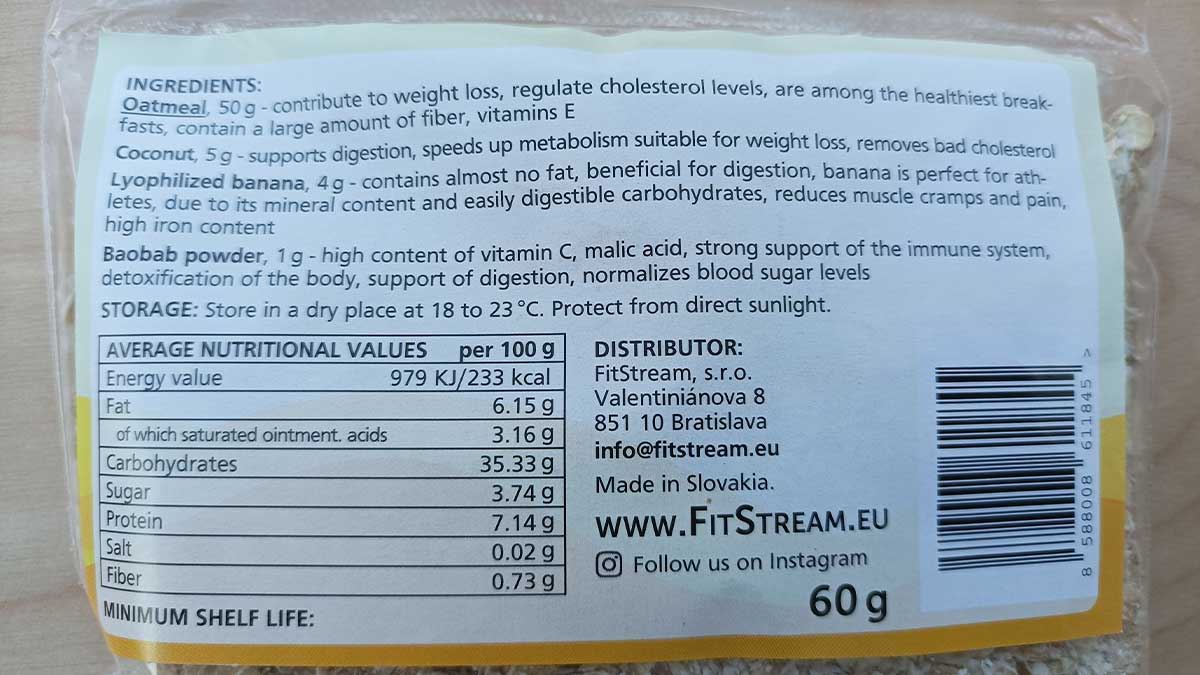 FitStream Quick Oats 5 – 5 kusov balíčkov raňajkovej kaše - recenzia