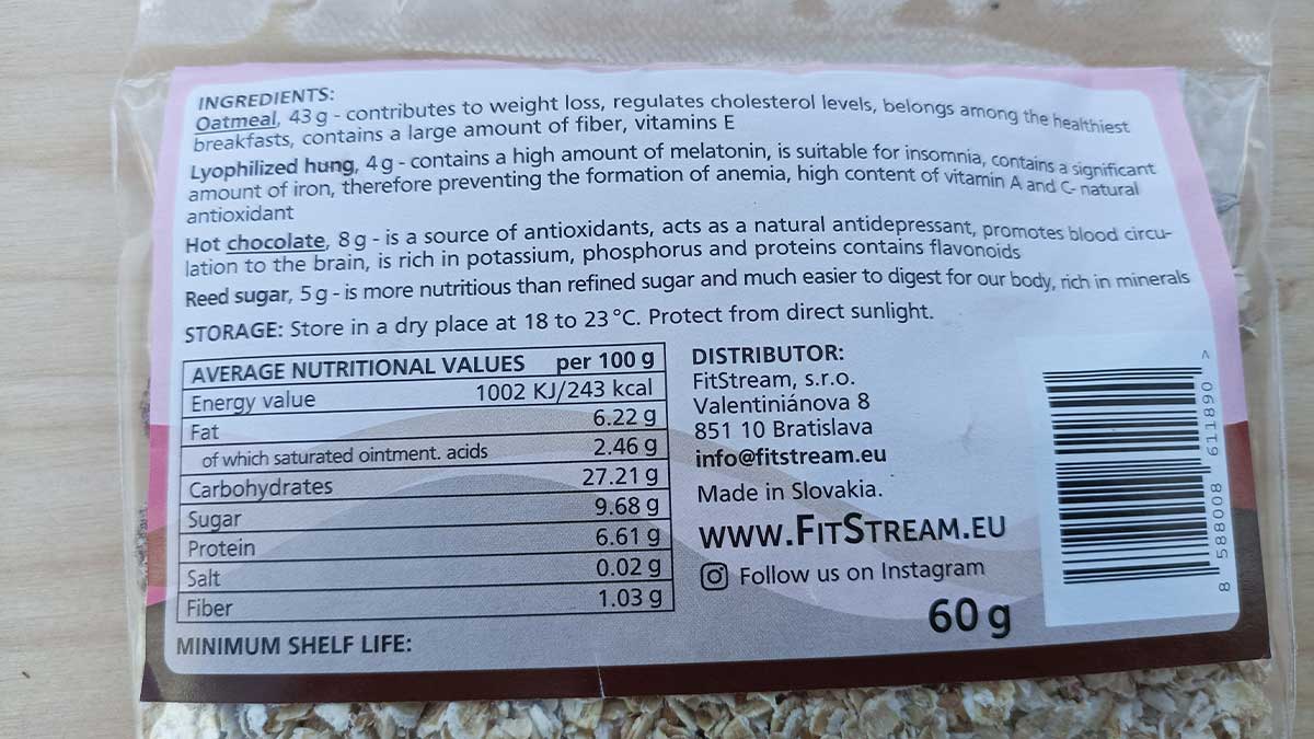 FitStream Quick Oats 5 – 5 kusov balíčkov raňajkovej kaše - recenzia